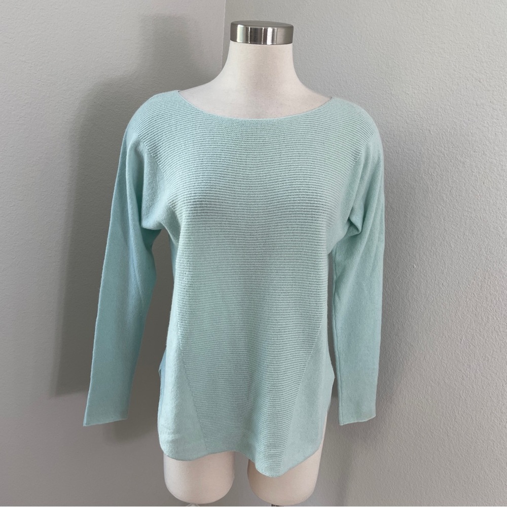 Vince Womens XS Mint Green‎ 100% Cashmere Ribbed Crew Neck Sweater Dolman Sleeve